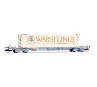 ARNOLD HN9767 Carro portacontainer a 4 assi, livrea grigia caricato con 1 x 45' container Warsteiner, ep. VI, Carri in miniatura, dai 14 anni