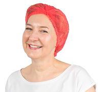 ARNOMED 100x Cuffie Monouso per Capelli 52 CM Rosso, Cuffia Monouso per la Testa, Copricapo per Chirurgiche, Doccia & Igiene -Cuffie Usa & Getta Capelli, Retine per Capellii Alimentari
