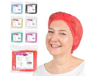 ARNOMED 100x Cuffie Monouso per Capelli 52 CM Rosso, Cuffia Monouso per la Testa, Copricapo per Chirurgiche, Doccia & Igiene -Cuffie Usa & Getta Capelli, Retine per Capellii Alimentari