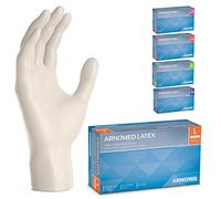 ARNOMED 100x Guanti lattice monouso L Bianco, Guanti monouso senza polvere, Guanti usa e getta resistente, Per meccanico, pulizia casa, alimenti e tattoo XS, S, M, L, XL