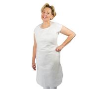 ARNOMED Camice monouso in PE 50 pezzi, grembiule impermeabile in plastica con spessore di 30µ, grembiuli monouso bianchi chiusi 75x120cm, resistenti all'unto, grembiule macellaio, grembiule medico