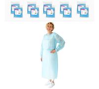 ARNOMED Camici monouso in PP, camice monouso blu per donna/uomo dimensioni XL (130x140cm), 100x grembiuli cucina usa e getta (10 bustine), camici usa e getta monouso 23g/m², tute usa e getta monouso