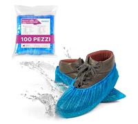 ARNOMED Copriscarpe monouso extra forte in CPE, 100x copriscarpe impermeabili blu, copri scarpe per pioggia, calzari monouso usa e getta, sovrascarpe monouso senza lattice, copri scarpe da casa