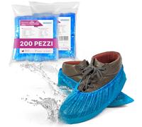 ARNOMED Copriscarpe monouso extra forte in CPE, 200x copriscarpe impermeabili blu, copri scarpe per pioggia, calzari monouso usa e getta, sovrascarpe monouso senza lattice, copri scarpe da casa