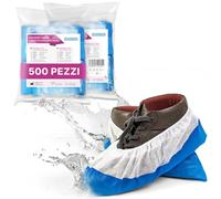 ARNOMED Copriscarpe monouso in CPE + PP, calzari monouso usa e getta PP bianchi con suola CPE blu, 500 pezzi, copri scarpe da casa usa e getta taglia unica: 17x40cm, sovrascarpe monouso per cantiere