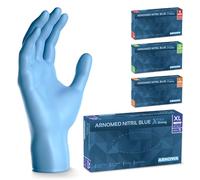 ARNOMED Guanti monouso blu extra forti, guanti in nitrile XL, guanti nitrile spessorati 50%, 100 pezzi/scatola, guanti nitrile senza polvere, guanti monouso nitrile senza lattice, taglie S, M, L & XL