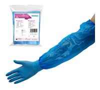 ARNOMED Manicotti braccia in CPE blu, extra forte, manicotto braccio 100 pz., copribraccio con elastico su entrambe le aperture, copri braccio per uomo/donna, manicotti monouso lavoro 40x20 cm