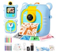 ARNSSIEN Macchina Fotografica Bambini Istantanea e 7 Rotoli Carta (4 Col: O/R/V/B+3 B&N)-2,4”Fotocamera istantanea con 32GB, 180 °Flip Obiettivo, Regalo di Natale e Compleanno per Bambini per 3-12,M2