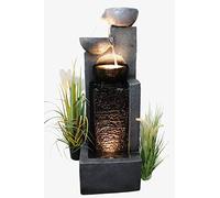 Arnusa, Grande fontana da giardino con illuminazione a LED, fontana a cascata, decorazione da giardino, Nero, Grigio