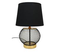 Arnusa Lampada da tavolo nera oro rotonda 25 x 38 cm con paralume nero lampada comodino elegante lampada da tavolo E27 senza lampadina