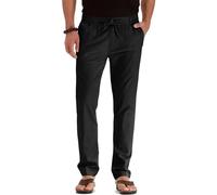 Aro Lora Pantaloni Casual da Uomo in Cotone Leggeri Allentati da Spiaggia da Yoga a Gamba Larga da Sport Pantaloni in Finto Lino Nero XXL