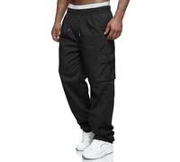 Aro Lora Pantaloni da Cargo Uomo Jogging Pantaloni Sportivi Regular Fit con Tasche Pantaloni Casual a Vita Elastica Nero 3XL