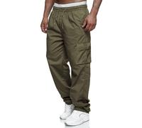 Aro Lora Pantaloni da Cargo Uomo Jogging Pantaloni Sportivi Regular Fit con Tasche Pantaloni Casual a Vita Elastica Verde 4XL