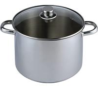 aro Pentola multiuso con coperchio in vetro, acciaio inox 18/8, Ø 24 cm, 9 L, adatta per induzione, argento