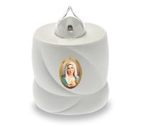 AROBA Candela funebre a LED - effetto tremolante come una vera candela - lunga durata fino a 200 giorni - riutilizzabile candela commemorativa - bianco Santa Maria