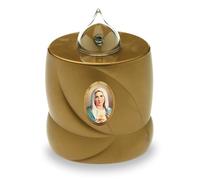 AROBA Candela funebre a LED - effetto tremolante come una vera candela - lunga durata fino a 200 giorni - riutilizzabile candela commemorativa - oro Santa Maria