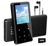 Aroeally Lettore MP3 64GB con Bluetooth, Mini Lettore Musicale Portatile con Altoparlante, Radio FM, Registratore Vocale, HiFi Audio, MP3 MP4 Player con Cuffie, Lettore MP3 Bluetooth Espandibile 128GB