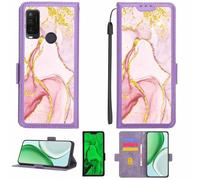 Aroepurt Custodia Comaptibile per Alcatel 1L PRO 2021 Case Custodia Cover Supporto Premium in PU[con Pellicola Protettiva HD con durezza 9H] [Blocco RFID][Paillettes Dorate + Brillanti] LPT-FDL