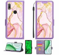 Aroepurt Custodia Comaptibile per Alcatel 1ve Black 2021 Case Custodia Cover Supporto Premium in PU[con Pellicola Protettiva HD con durezza 9H] [Blocco RFID][Paillettes Dorate + Brillanti] LPT-FDL