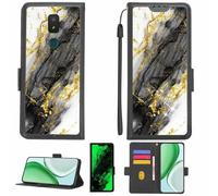 Aroepurt Custodia Comaptibile per Cricket Splendor 4G LTE Case Custodia Cover Supporto Premium in PU[con Pellicola Protettiva HD con durezza 9H] [Blocco RFID][Paillettes Dorate + Brillanti] LPT-HDL