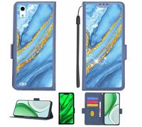 Aroepurt Custodia Comaptibile per KYOCERA Android One X3 Case Custodia Cover Supporto Premium in PU[con Pellicola Protettiva HD con durezza 9H] [Blocco RFID][Paillettes Dorate + Brillanti] LPT-LDL