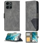 Aroepurt Custodia Comaptibile per Motorola Moto Edge 2025 Case Custodia Cover Supporto Premium in PU [ con 9H HD Vetro Temperato] BF05 Grey