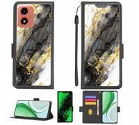 Aroepurt Custodia Comaptibile per Motorola Moto G04 Case Custodia Cover Supporto Premium in PU[con Pellicola Protettiva HD con durezza 9H] [Blocco RFID][Paillettes Dorate + Brillanti] LPT-HDL