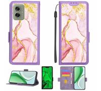 Aroepurt Custodia Comaptibile per Motorola Moto g55 5G Case Custodia Cover Supporto Premium in PU[con Pellicola Protettiva HD con durezza 9H] [Blocco RFID][Paillettes Dorate + Brillanti] LPT-FDL
