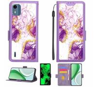 Aroepurt Custodia Comaptibile per Nokia C12 Case Custodia Cover Supporto Premium in PU[con Pellicola Protettiva HD con durezza 9H] [Blocco RFID][Paillettes Dorate + Brillanti] LPT-ZDL