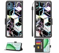 Aroepurt Custodia Comaptibile per Nokia C12 Case Custodia Cover Supporto Premium in PU[con Pellicola Protettiva HD con durezza 9H] [Blocco RFID][Effetto di rifrazione] LPT-HS