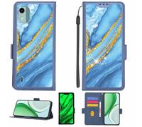 Aroepurt Custodia Comaptibile per Nokia C12 Plus Case Custodia Cover Supporto Premium in PU[con Pellicola Protettiva HD con durezza 9H] [Blocco RFID][Paillettes Dorate + Brillanti] LPT-LDL