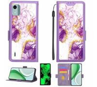 Aroepurt Custodia Comaptibile per Nokia C12 Plus Case Custodia Cover Supporto Premium in PU[con Pellicola Protettiva HD con durezza 9H] [Blocco RFID][Paillettes Dorate + Brillanti] LPT-ZDL