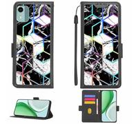 Aroepurt Custodia Comaptibile per Nokia C12 PRO Case Custodia Cover Supporto Premium in PU[con Pellicola Protettiva HD con durezza 9H] [Blocco RFID][Effetto di rifrazione] LPT-HS