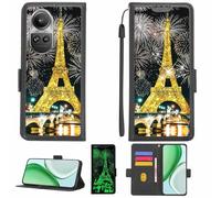 Aroepurt Custodia Comaptibile per Oppo Reno10 PRO PHV110 Case Custodia Cover Supporto Premium in PU[con Pellicola Protettiva HD con durezza 9H] [Blocco RFID][Paillettes Dorate + Brillanti] LPT-TT