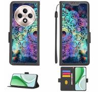 Aroepurt Custodia Comaptibile per Oppo Reno12 F FS 5G Case Custodia Cover Supporto Premium in PU[con Pellicola Protettiva HD con durezza 9H] [Blocco RFID][Effetto di rifrazione] LPT-HTT