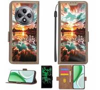 Aroepurt Custodia Comaptibile per Oppo Reno12 FS 4G Case Custodia Cover Supporto Premium in PU[con Pellicola Protettiva HD con durezza 9H] [Blocco RFID][Effetto Luminoso Scuro] LPT-FJ