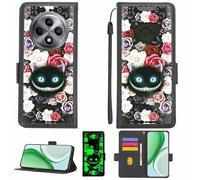 Aroepurt Custodia Comaptibile per Oppo Reno12 FS 4G Case Custodia Cover Supporto Premium in PU[con Pellicola Protettiva HD con durezza 9H] [Blocco RFID][Effetto Luminoso Scuro] LPT-LZM