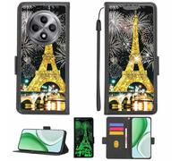 Aroepurt Custodia Comaptibile per Oppo Reno12 FS 4G Case Custodia Cover Supporto Premium in PU[con Pellicola Protettiva HD con durezza 9H] [Blocco RFID][Paillettes Dorate + Brillanti] LPT-TT