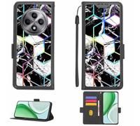 Aroepurt Custodia Comaptibile per Oppo Reno12 FS 4G Case Custodia Cover Supporto Premium in PU[con Pellicola Protettiva HD con durezza 9H] [Blocco RFID][Effetto di rifrazione] LPT-HS