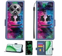 Aroepurt Custodia Comaptibile per Oppo Reno12 FS 4G Case Custodia Cover Supporto Premium in PU[con Pellicola Protettiva HD con durezza 9H] [Blocco RFID][Effetto Luminoso Scuro] LPT-BQ