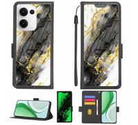Aroepurt Custodia Comaptibile per Oppo Reno13 A 5G Case Custodia Cover Supporto Premium in PU[con Pellicola Protettiva HD con durezza 9H] [Blocco RFID][Paillettes Dorate + Brillanti] LPT-HDL