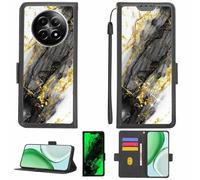 Aroepurt Custodia Comaptibile per Realme 12x 5g Case Custodia Cover Supporto Premium in PU[con Pellicola Protettiva HD con durezza 9H] [Blocco RFID][Paillettes Dorate + Brillanti] LPT-HDL