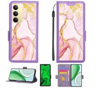 Aroepurt Custodia Comaptibile per realme 14x 5G Case Custodia Cover Supporto Premium in PU[con Pellicola Protettiva HD con durezza 9H] [Blocco RFID][Paillettes Dorate + Brillanti] LPT-FDL