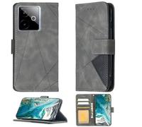 Aroepurt Custodia Comaptibile per Realme GT 7T Case Custodia Cover Supporto Premium in PU [ con 9H HD Vetro Temperato] BF05 Grey