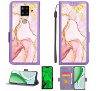 Aroepurt Custodia Comaptibile per Sharp AQUOS sense4 Plus Case Custodia Cover Supporto Premium in PU[con Pellicola Protettiva HD con durezza 9H] [Blocco RFID][Paillettes Dorate + Brillanti] LPT-FDL