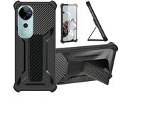 Aroepurt Custodia Comaptibile per Vivo V40 PRO Cover Custodia Case Ibrida [con Protezione dello Schermo in Vetro temperato] [Supporto Magnetico Pieghevole] Nero