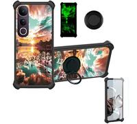 Aroepurt Custodia Comaptibile per Vivo V50 Lite 5G Case Custodia [ con 9H HD Vetro Temperato] Cover Supporto PC + Silicone YGH-FJ