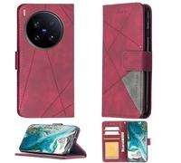 Aroepurt Custodia Comaptibile per Vivo X200 Ultra V2454Da V2454A Case Custodia Cover Supporto Premium in PU [ con 9H HD Vetro Temperato] BF05 Red