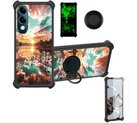 Aroepurt Custodia Comaptibile per Vivo Y04E Case Custodia [ con 9H HD Vetro Temperato] Cover Supporto PC + Silicone YGH-FJ