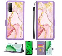 Aroepurt Custodia Comaptibile per Vivo Y12a Case Custodia Cover Supporto Premium in PU[con Pellicola Protettiva HD con durezza 9H] [Blocco RFID][Paillettes Dorate + Brillanti] LPT-FDL